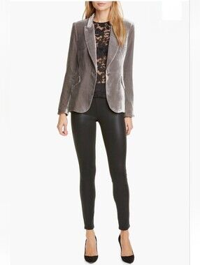 L'AGENCE Rochelle Black Coated High Rise Pull-On Skinny Denim Pants Sz.XL
